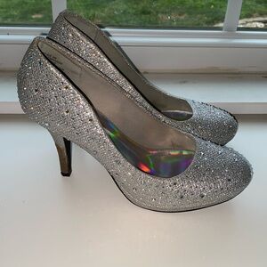 Silver sparkly heels